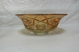 Vintage Imperial Marigold Iridescent Carnival Cut Glass 11&quot; Bowl Pinwheel &amp; Star - £27.97 GBP