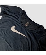 Nike Women&#39;s The Nike Tee Shirt Med Solid Black Logo Short Sleeve Dri-Fit - €18,61 EUR