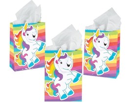 12 Bright Unicorn Birthday Party Gift Bags Colorful - 7 x 3.5 x 9&quot; - $5.82