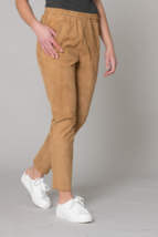 Pantalon en cuir suédé beige pour femme Joggers en peau d&#39;agneau à lacets... - £101.88 GBP