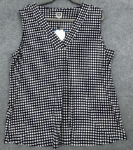 Blue White Polka Dot Sleeveless Blouse XL Jersey Knit Stretch V Neck Ann... - $29.69