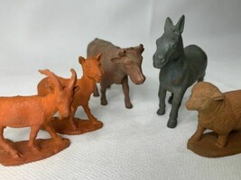 Vintage Auburn Rubber Play set Farm Animals Lot Sheep Goat Horse Cow - $11.41 CAD