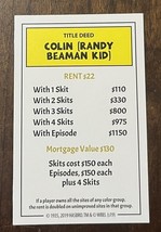 Monopoly Animaniacs 2019 Game Part Replacement Title Deed COLIN RANDY BE... - $2.99
