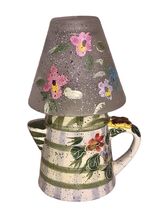 Vtg 1999 ENESCO JULIE UELAND Teapot TEA LIGHT LAMP W/ Shade Butterfly Fl... - $32.73 CAD