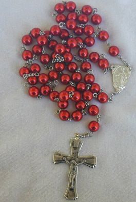 Coral metal Rosary