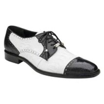 Belvedere Mens Shoes Batta Black/White Genuine Ostrich Lace Up 14006 image 7
