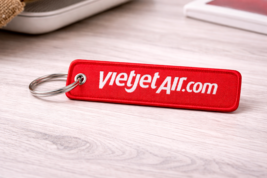 VietJet Air Luggage Tag ☆ Red Embroidered Airline Bag Travel Crew Tag Ke... - $5.93