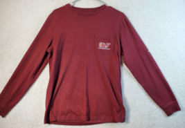 Vineyard Vines Shirt Mens Size Small Maroon Long Sleeve Pocket Logo Round Neck - £9.95 GBP