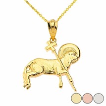 Real 14k Yellow Gold The Lamb of God Pendant Necklace 16&quot; 18&quot; 20&quot; 22&quot; - £116.52 GBP+