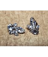 Vintage 1950s Sherman Clear Ice Rhinestone Earrings Clip Ons Signed MCM - $1,257.85 MXN