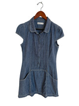 Zara TRF Denim Mini Dress Pintuck Snap Front Pockets Size Medium - £18.69 GBP