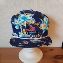 80s Hawaiian Trucker Hat Embroidered Tropical Corded Snapback Cap Brow Flap - £36.98 GBP