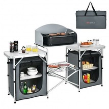 Folding Camping Table with Storage Organizer-Gray - Color: Gray - £130.13 GBP