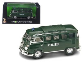 1962 Volkswagen Microbus Police Green 1/43 Diecast Car Model by Road Signature - $29.35