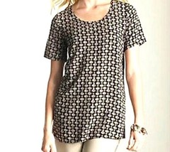 J Jill Top XS Black Geo Print NEW Rayon Dressy Blouse Generous May Fit L... - $31.67