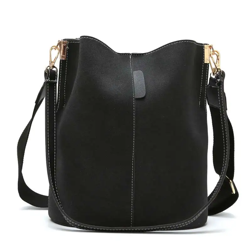 Vintage Casual Bucket Bags for Women Shoulder Bag Solid pattern Quality Pu Leath - £25.12 GBP