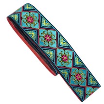 Boho Jacquard Ribbon Geometric Woven Trim Floral Embroidery Jacquard Tri... - £20.41 GBP
