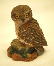 Owl Sitting on Log Resin Figurine Shadowbox Decor b - $9.89