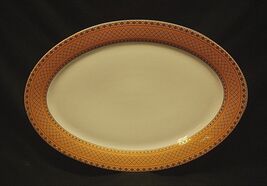 Alpine Cuisine Oval Serving Platter Gold Geometric Designs Porcelain Ger... - $29.69