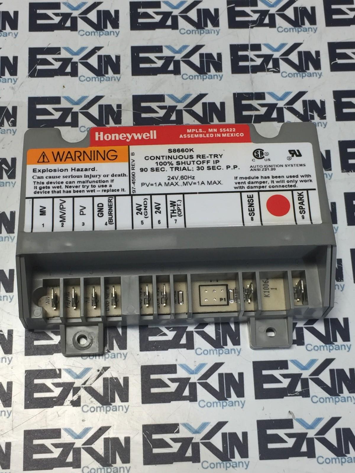Honeywell S8660K Continuous Re-Try Furnace Ignition Control Module  - $44.25
