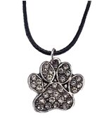 Michelle&#39;s Creatives 20 inch Silver Dog Paw with glass Diamond on Black ... - $20.52 CAD