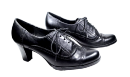 1930s Style Women Size 9.5 (FITS Sz 8.5) High Heel Black Oxford CROFT AN... - $37.99
