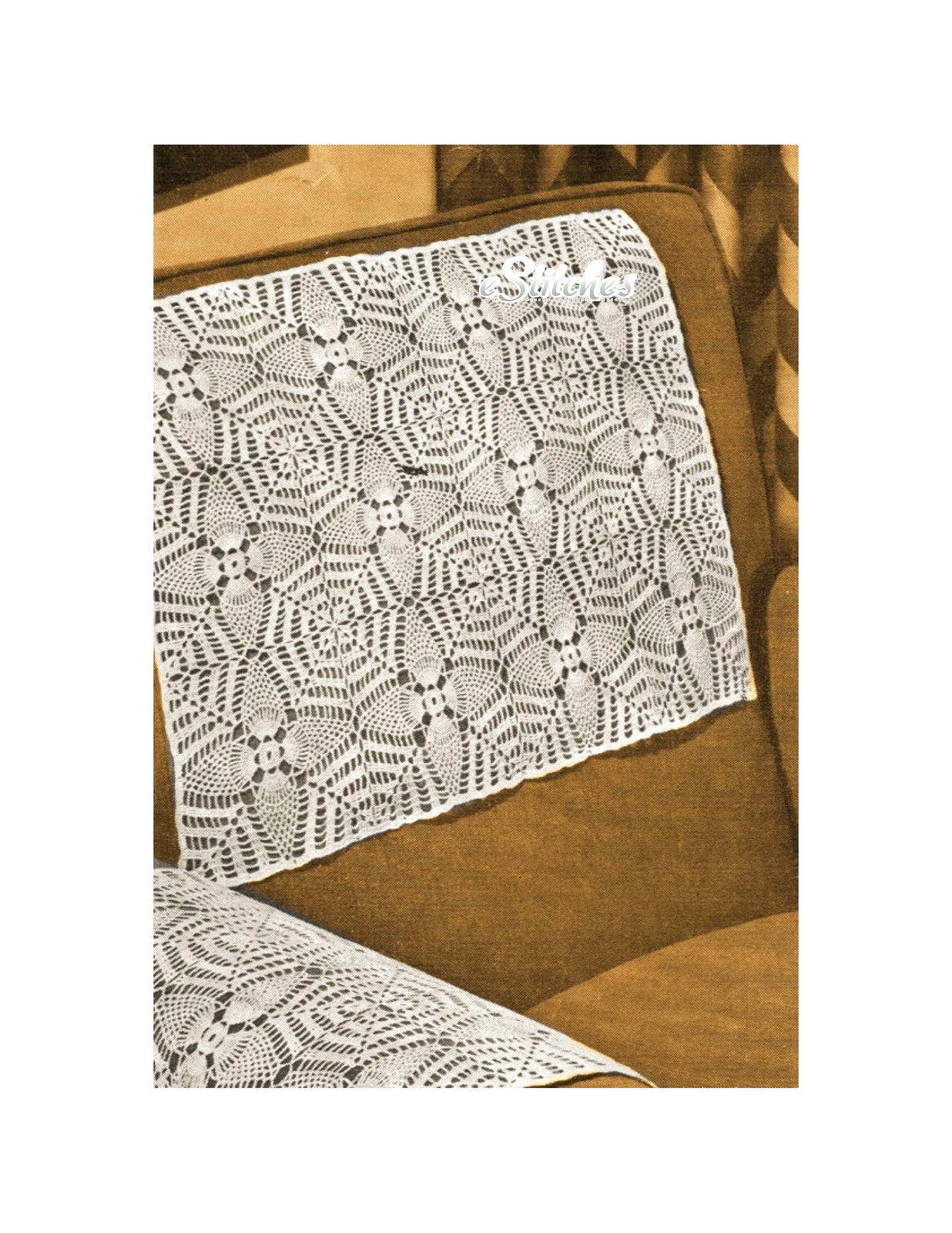 1950s Pineapple Print Pattern kaleidoscope Chair Set- Crochet pattern (PDF 7911) - £1.57 GBP