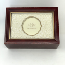 Lenox Musical Jewelry Wood Box with Porcelain Picture Frame Top Vintage - £7.87 GBP