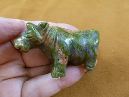 (Y-COW-717) green orange COW dairy gemstone figurine CARVING stone gem l... - £13.98 GBP