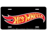 Hot Wheels Fiery Inspired Art on Black FLAT Aluminum Novelty License Tag... - £14.17 GBP