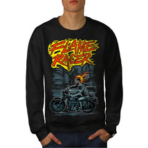 Flame Rider Biker Skull Jumper  Men Sweatshirt - £15.17 GBP