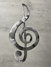 Treble Clef - Silver Polished Steel Musical Note Music Metal Wall Accent 12&quot;x 6&quot; - £16.50 GBP