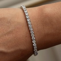 Pure 925 Silver 16-22cm Tennis Bracelet Jewelry Pave Full 4mm of 5A CZ HipHop Ro - £75.24 GBP