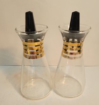 Pyrex MCM Salt & Pepper Shakers Clear with Gold Vintage - £15.98 GBP