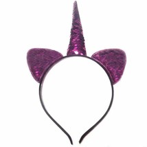 Fancy Sexy Cat Ear Sequin Unicorn Headband Hair Band Halloween Costume - Purple - £3.46 GBP