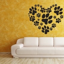 Love Your Pet Heart of Paw Prints - Vinyl Wall Art Decal - $28.00