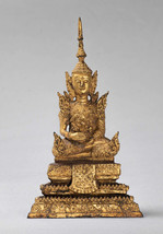 Antique Thai Style Bronze Rattanakosin Amitabha Buddha Statue - 21cm/8&quot; - £381.91 GBP