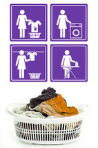 Laundry Directions Icons - Vinyl Wall Art Decal - $32.00