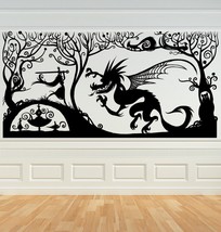 Fantasy Dragon and Princess Panel - Vinyl Wall Art Decal - £169.77 GBP