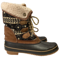 Khombu Womens Irene Winter Boots Brown Leather Faux Fur Mid Calf Icelandic 8 M - £17.41 GBP