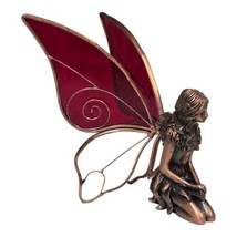 Mystical Fairy Garden Decor Copper Figure Stained Glass Removable Spring... - $30.60