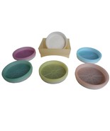 6 Vintage Tupperware Pastel Coasters set (567) with Caddy (566) Estate - $280.11 MXN