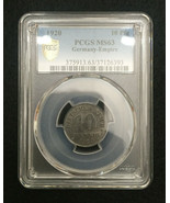 1920 German Empire 10 Reichspfennig PCGS MS63 Rare Coin - $85.00