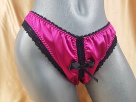 Crotchless Panties, Satin Panties With Ribbon, Sexy Panties, Hot Pink Pa... - $25.90