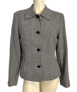 Talbots Black and White Checked Lined 4 Button Long Sleeve Jacket Size 8 - €40,65 EUR