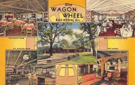 Wagon Wheel Restaurant Rockton Illinois linen postcard - £5.14 GBP