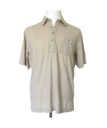 Vintage 80s PalmLand Mens Tan Lightweight Polo Shirt Size L Large Short ... - £12.37 GBP