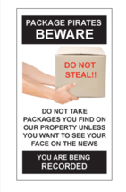 Package Parcel Thief Warning Stickers / 6 Pack + FREE Shipping - £4.44 GBP