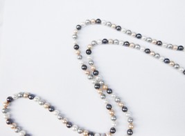 Multi colored cultured pearl strand endless necklace white cream purple gray - £33.82 GBP