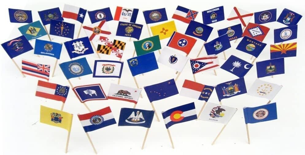 100 State Toothpick Flags, 2 Small Mini State Flag Cupcake Flags per State - $7.90